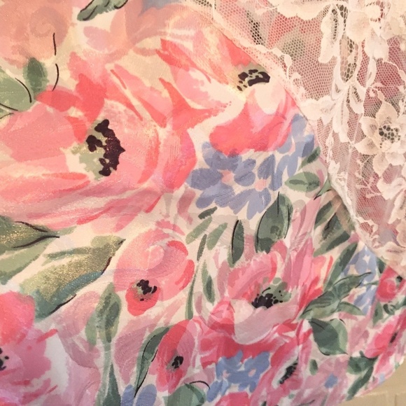 Vintage Cami Satin Silky Lace Floral print Shimmery Babydoll Fairy M - Picture 7 of 13